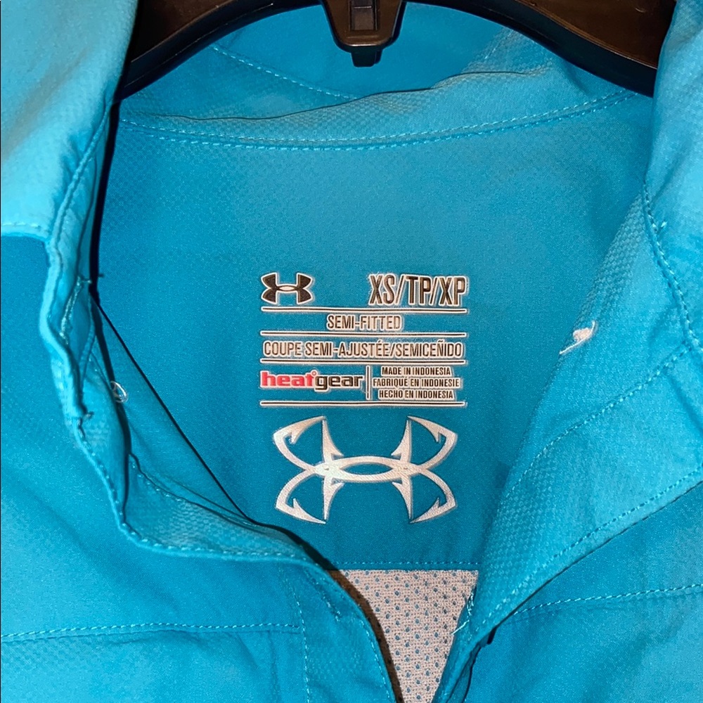 Under Armour Women’s Semi Fitted Blue Long Sleeve Shirt Size XS 🔥 YB3 - Picture 3 of 4